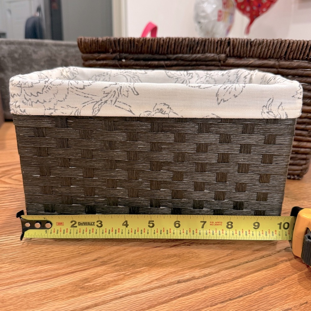 Woven Brown Storage Basket with Cream Liner